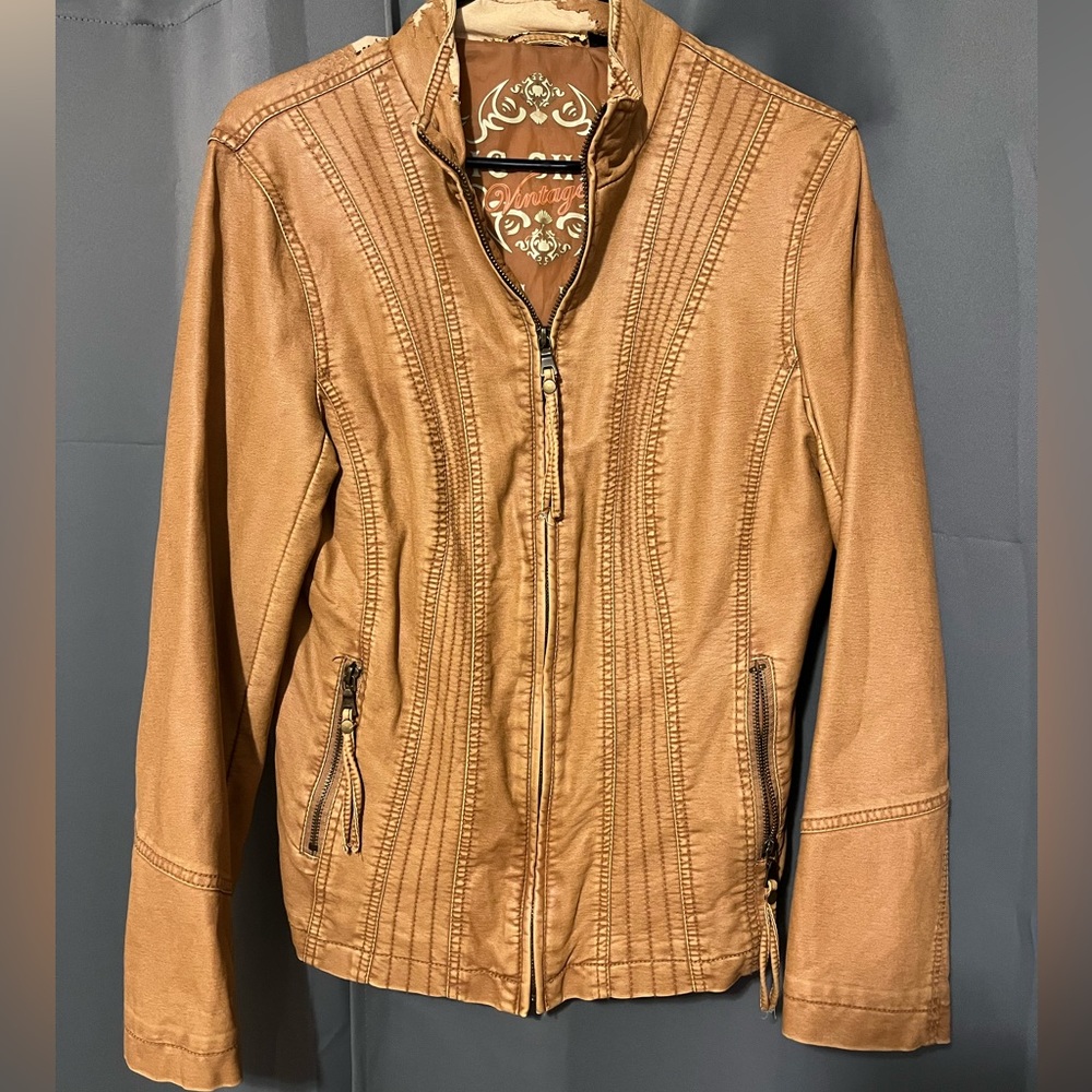 Big Chill Vintage Faux Leather Bomber Jacket